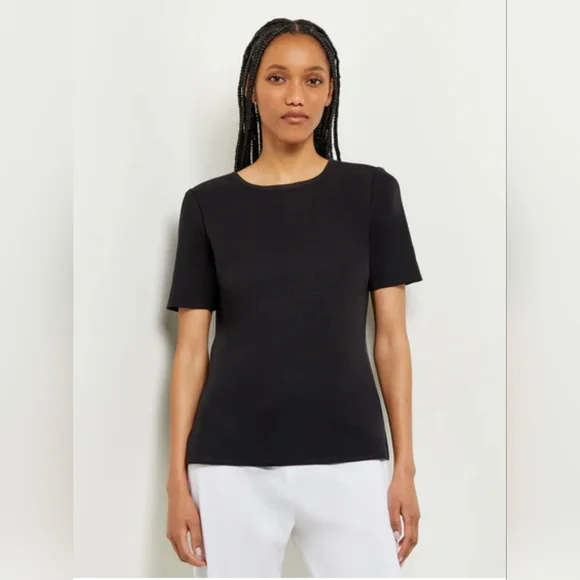 Misook Black Short Sleeve Knit Top - Picture 1 of 5